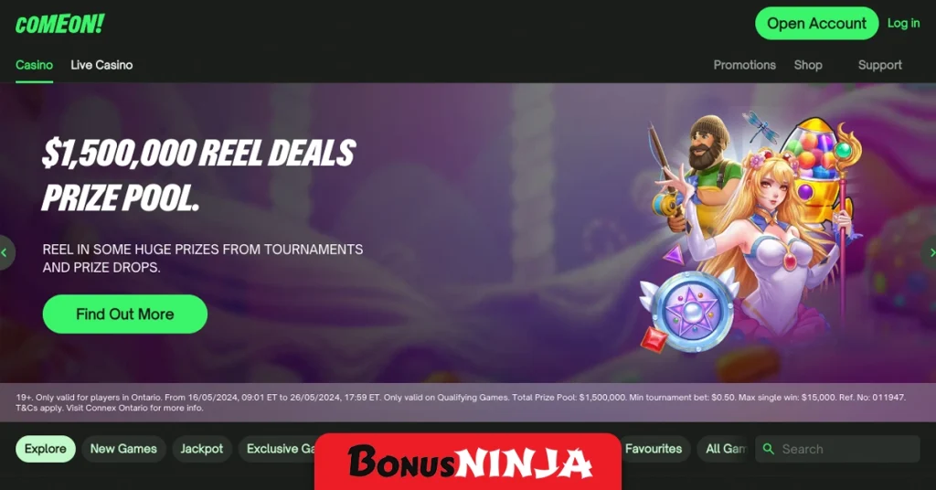 Comeon frontpage