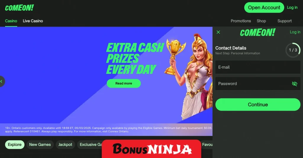 Comeon sign up