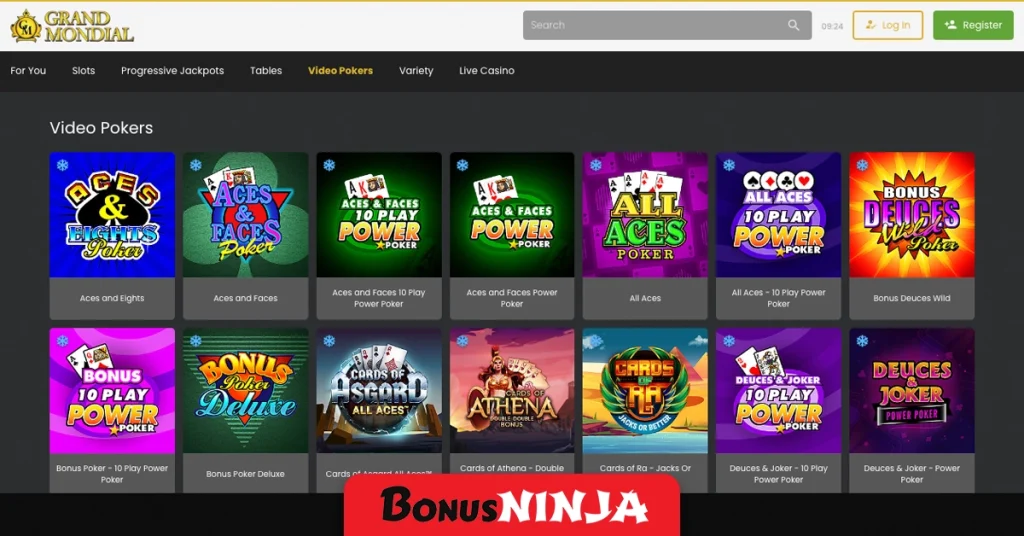 Grand Mondial video pokers