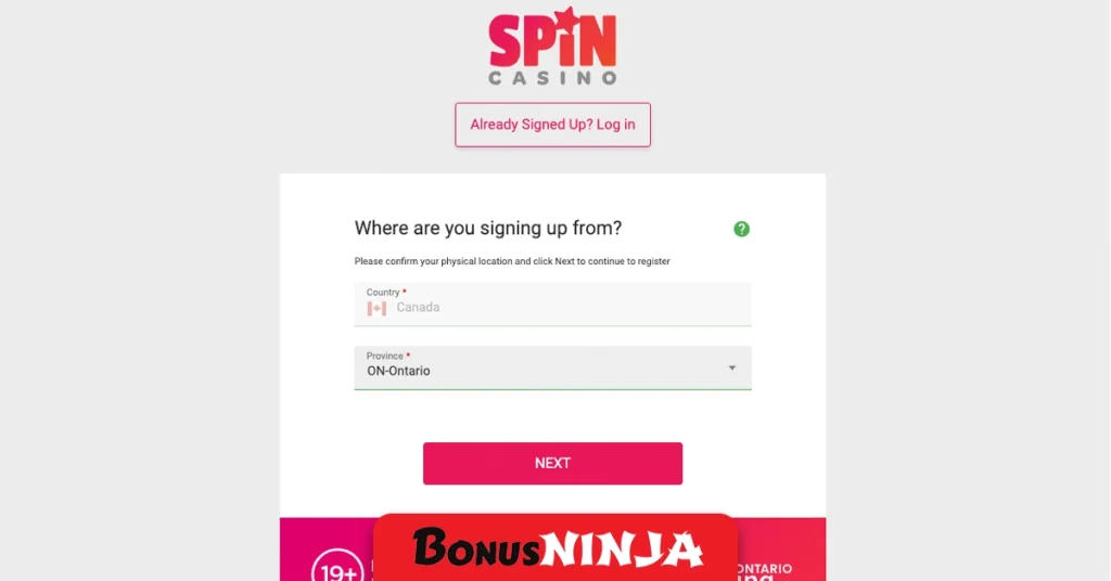 Spin casino sign up