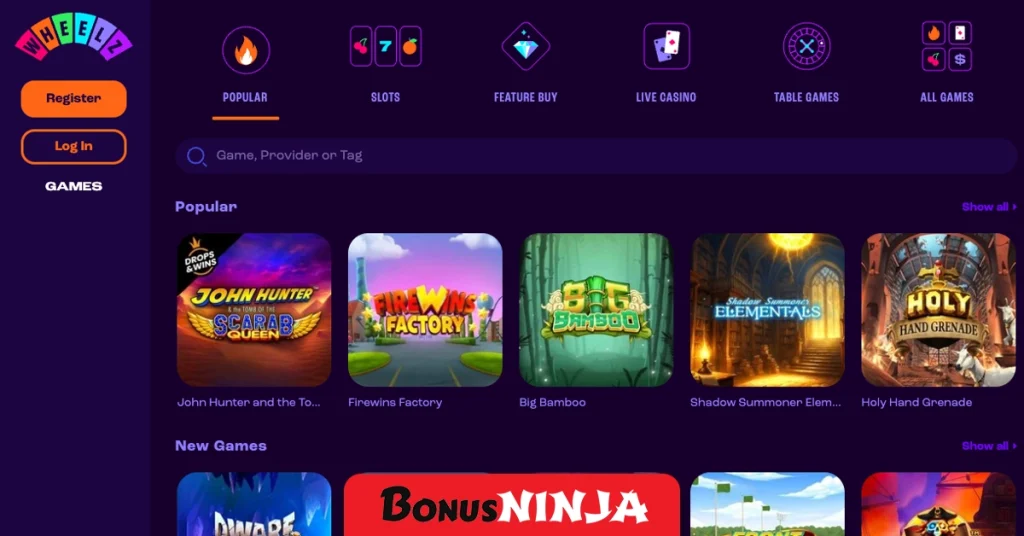 Wheelz game selection