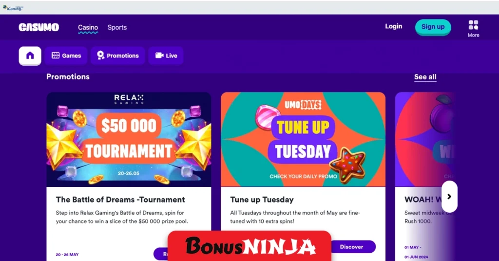 Casumo frontpage