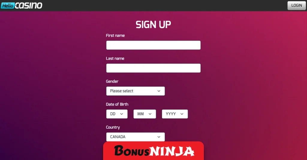Hello casino sign up