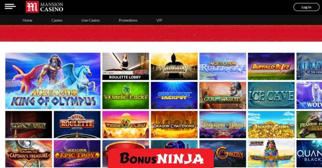 Mansion casino frontpage