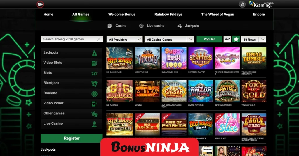 Mr Vegas game selection