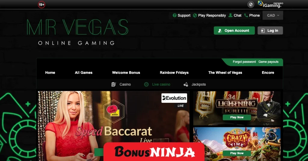 Mr Vegas live casino