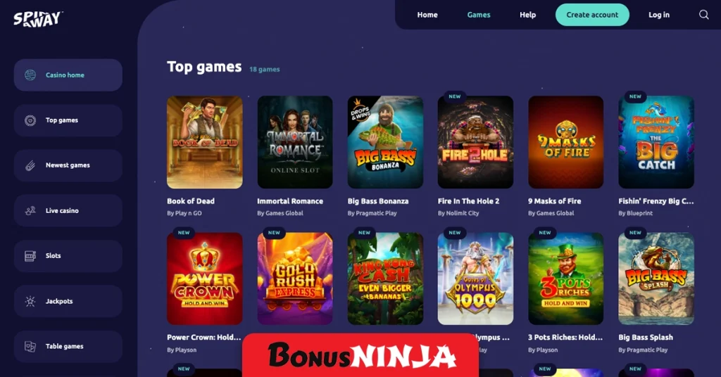 Spinaway game selection