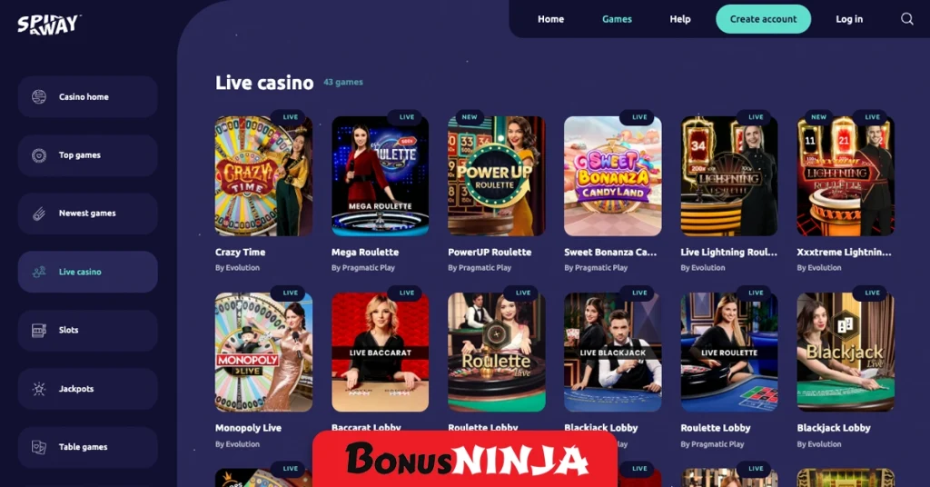 Spinaway live casino